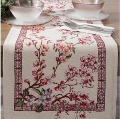 EUROFIRANY Gobelin asztalterítő japán cseresznyevirágokkal Natúr 45x140 cm +/-5%
