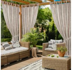 EUROFIRANY Garden15 vízálló kerti függöny elkötővel Pasztell rózsaszín 155x240 cm