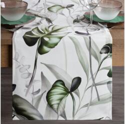 EUROFIRANY Ellen bársony asztalterítő monstera Fehér 40x140 cm