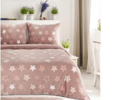 Eurofirany Flano puha ágyneműhuzat csillagos mintával Púder rózsaszín 160x200 cm - 70x90 cm 2db