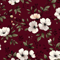 Takoy Téli softshell fehér mini virágok Olea bordó alapon