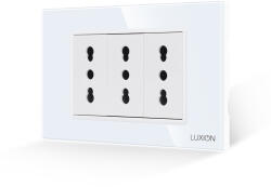 Luxion Priza Tripla cu Rama din Sticla LUXION, Standard Italian, 3M SmartElectro IntelligentHouse (LXI-3052GF-W)