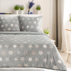  Flano4 puha ágyneműhuzat csillagos mintával Ezüst 220x200 cm - 70x80 cm 2db