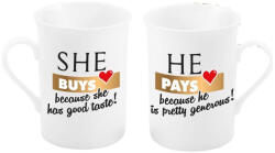 BG-TECH Set 2 cani 290ml, mesaj She Buys, he pays, Bg-tech (217757)