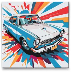  Festés számok szerint - Pop art - Kék autó Méret: 50x50cm, Keretezés: Műanyagtáblával
