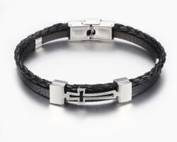  Fekete Műbőr (K101) Kereszt Vallás Karkötő