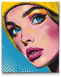  Festés számok szerint - Pop art - Nő sapkában Méret: 40x50cm, Keretezés: Műanyagtáblával