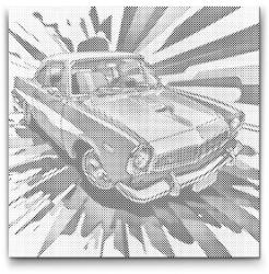  PontPöttyöző - Pop art - Kék autó Méret: 50x50cm, Keretezés: Keret nélkül (csak a vászon), Szín: Piros