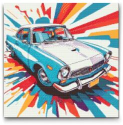  Gyémántszemes kirakó - Pop art - Kék autó Méret: 50x50cm, Keretezés: Műanyagtáblával, Gyémántok: Kerek