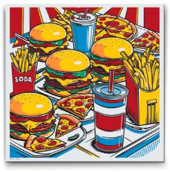  Festés számok szerint - Pop art - Gyorsétterem Méret: 50x50cm, Keretezés: Műanyagtáblával