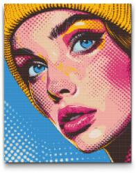  Gyémántszemes kirakó - Pop art - Nő sapkában Méret: 40x50cm, Keretezés: Keret nélkül (csak a vászon), Gyémántok: Kerek