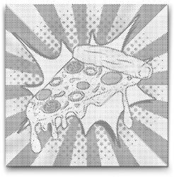  PontPöttyöző - Pop art - Pizza Méret: 50x50cm, Keretezés: Kartonlemezen, Szín: Zöld