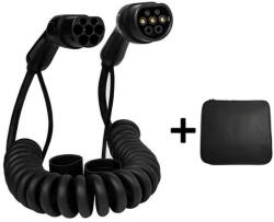 Elektromos autó töltőkábel spirál Type2-Type2 hordozó táskával - 22 kW (3x32A) 5 méter