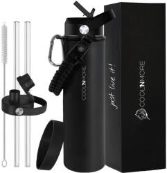 Cool'NMore Jet Sticlă Termos Oțel Inoxidabil Fără BPA 750ml Neagră cu Mustiuc Pai Buclă și Mâner 75000124 (75000124)