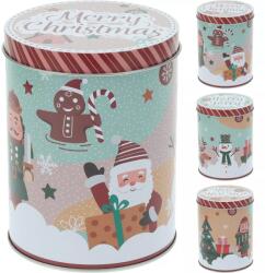 Gastro Karácsonyi doboz Merry Christmas, fém, vegyes minták, magasság: 145 mm, átmérő: 105 mm
