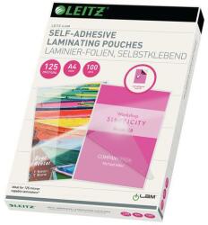 Leitz A4 125 mikronos fényes lamináló tasakok, 100 db, öntapadós