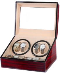 iUni Óraforgató Doboz 4db Órához + 6 Tárolóhely, Watch Winder, Mahagóni-Krém