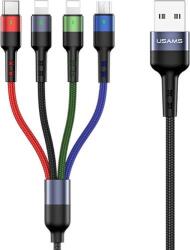 USAMS Fonott Kábel U26 4w1 3m 2A Gyors Töltés 2x Lightning/MicroUSB/USB-C SJ413USB01 US-SJ413 (63757-uniw) (63757-uniw)