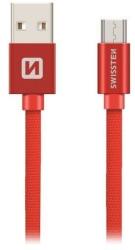 SWISSTEN 71527301 USB-A apa - MicroUSB apa Adat- és töltőkábel 3m - Piros (71527301) (71527301)