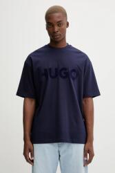 HUGO pamut póló fekete, nyomott mintás, 50525765 - sötétkék XXL