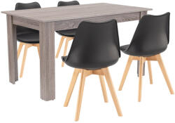 Leziter Set de masă Zara 4+1 negru-stejar York (LYET140YT_DA232AB_4)
