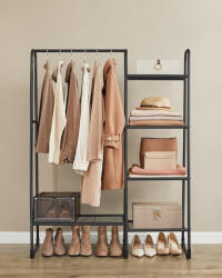  SONGMICS Multifunkciós Ruhaállvány Acél Vázzal Matt Fekete (EUZ-HSR138B01) - platinashop