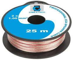 Cabletech Hangszórókábel transzparens réz-alumínium CCA 2x1mm2 25m/tekercs (KAB0396)