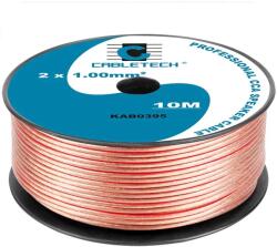 Cabletech Hangszórókábel transzparens réz-alumínium CCA 2x1mm2 10m/tekercs (KAB0395)