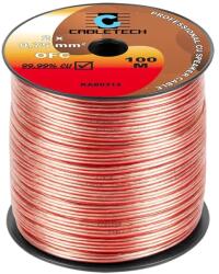Cabletech Réz hangszórókábel transzparens 2x0, 75mm2 OFC 100m/tekercs (KAB0313)