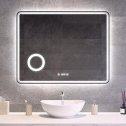 Welland Fürdőszobai LED tükör 90x70cm | Páramentesítő - Kozmetikai tükör - Fényerő + színhőfok állítás - Digitális óra | Welland Luxury-Line G796 (INS-14167090-CDM)