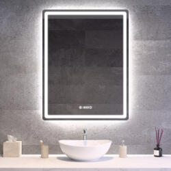 Welland Álló fürdőszobai LED tükör 70x90cm | Óra - Fényerő és színhőmérséklet szabályozás | Welland Type20V (INS-14397090-C-V)