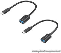Conceptronic Kábel - ABBY11B (USB-C to USB-A, fekete) 2db/csomag (ABBY11B) - pixelcomputer