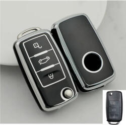 Skoda bicskakulcs 3 gombos TPU tok fekete ezüst (TVW004EFK)