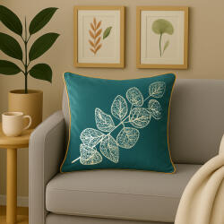 Takoy Bársony díszpárnahuzat arany faágmintával és dekor szegéllyel