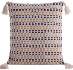 Takoy Díszpárnahuzat BOHO ekrü-navy színben, dekoratív bojtokkal