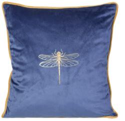 Takoy Bársony díszpárnahuzat arany szitakötő mintával és dekor szegéllyel