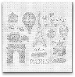  PontPöttyöző - Vidám motívumok Franciaországról Méret: 50x50cm, Keretezés: Kartonlemezen, Szín: Fekete