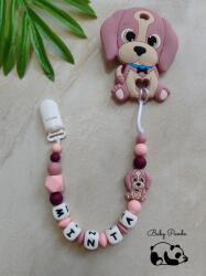 Baby Panda Névre szóló rágcsalánc - Kutyus - mályva