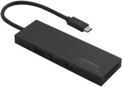 Cliptec RZR601 Hub USB-C (3xUSB+microSD+SD+Chimo) USB elosztó, fekete