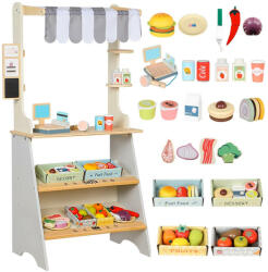  Gyerek zöldséges pult, játék fa szupermarket + kiegészítők