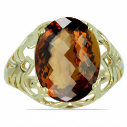  Arannyal Bevont Ezüst Gyűrű Kognak Kvarccal, Y59049/57