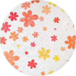 Vitaus Детски килим подходящ за пране в оранжево цвят слонова кост ø120 cm Fall Flowers - Vitaus (KRN-6204-Circle-120x120)