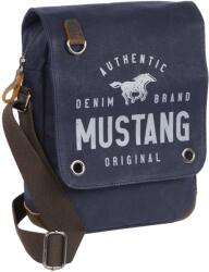 MUSTANG Houston valódi bőrrel kombinált kék fedeles válltáska 45.108202
