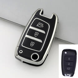Hyundai bicskakulcs 3 gombos TPU tok fekete ezüst (THY035EFK)