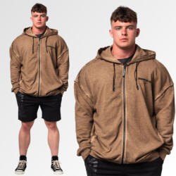 NEBBIA - Férfi cipzáras fitness felső 362 (light brown) (L) - NEBBIA