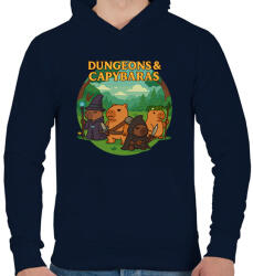 printfashion Dungeons & Capybaras - Férfi kapucnis pulóver - Sötétkék (17616849)