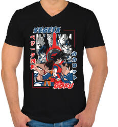 printfashion Vegeta vs goku - Férfi V-nyakú póló - Fekete (17692976)