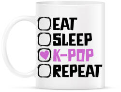 printfashion eat sleep kpop repeat - Bögre - Fehér (17607765)
