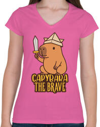 printfashion Capybara the brave - Női V-nyakú póló - Rózsaszín (17643511)
