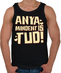printfashion Anya mindent is tud - Férfi atléta - Fekete (17634807)
